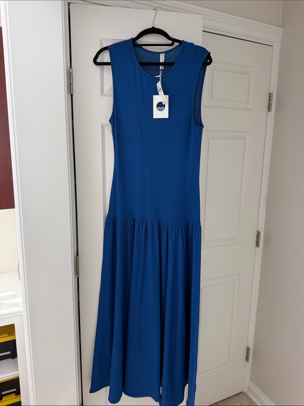 Sleeveless Cobalt Blue Maxi Dress with Gathered Skirt